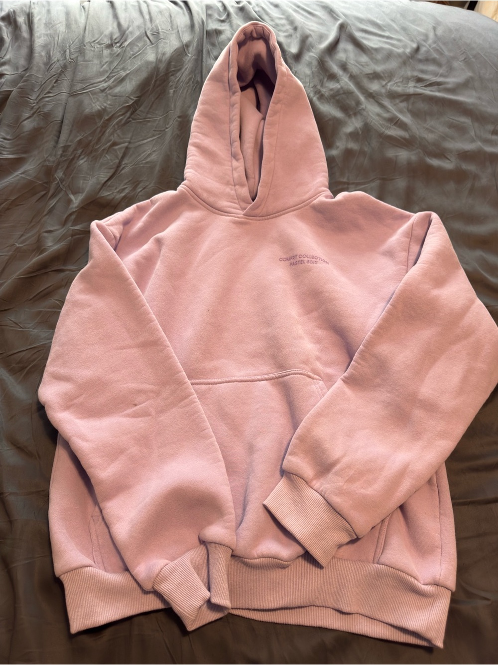 Women's Oversized Pink Hoodie Sweatshirt with Subtle Embroidery